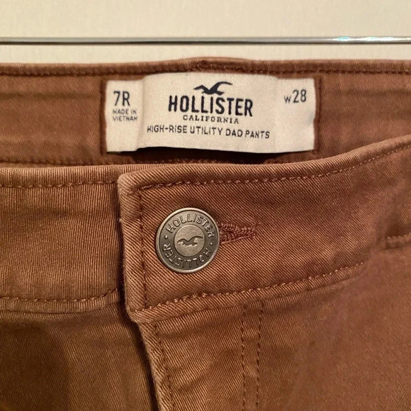 Hollister California High Rise Utility Dad Pants Brown Carpenter Pants Size W28 - Picture 5 of 6